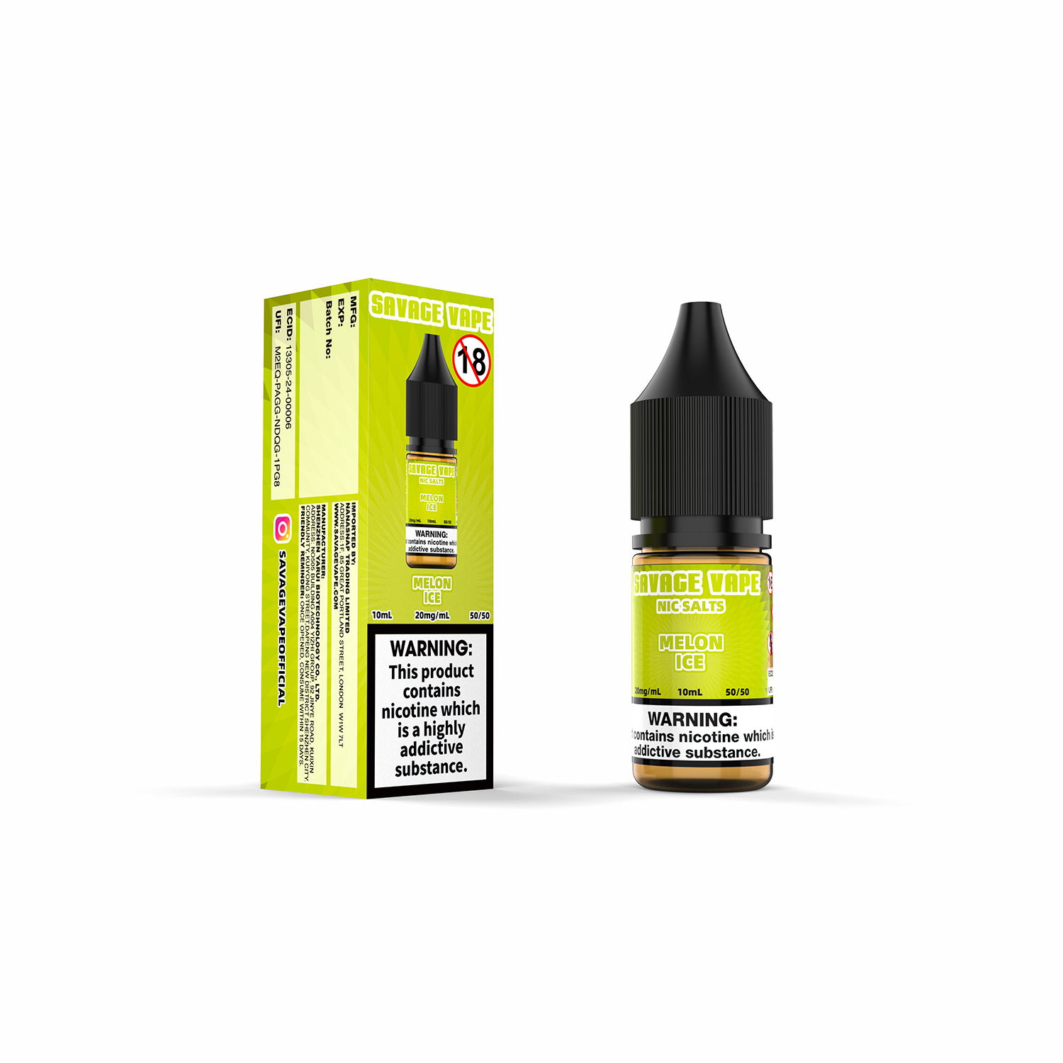 Savage Vape Melon Ice Nic Sel E-liquide 20 mg 2 ml TPD