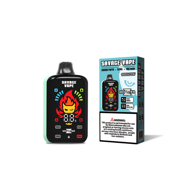 Gros Savage Vape Monster Z 30000 Puff 30k Vape jetable E Cigarette double maille bobine-menthe fraîche