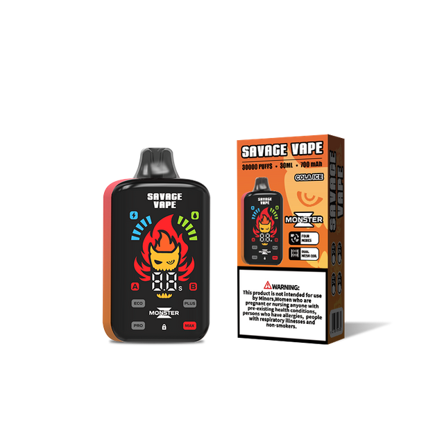 Savage Monster Z 30000 Puff 30K Vape Vape E Cigarette Double Mesh Bobine 5% NIC SALT- ICLE DE POME