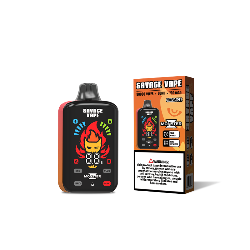 Savage Monster Z 30000 Puff 30K Vape Vape E Cigarette Double Mesh Bobine 5% NIC SALT-LUSH ICE