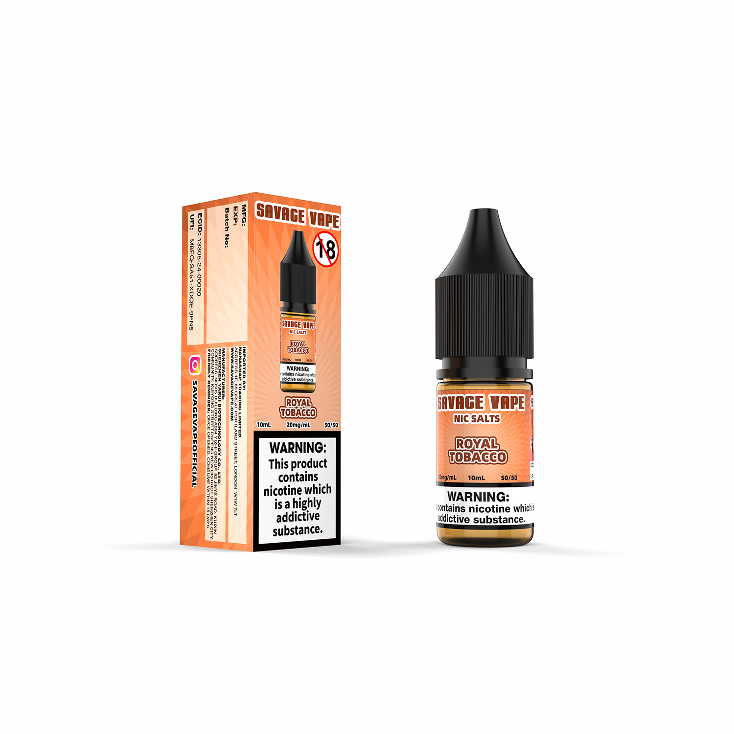 Savage Vape Royal Tobacco Nic Salt E-liquide 20 mg 2 ml TPD