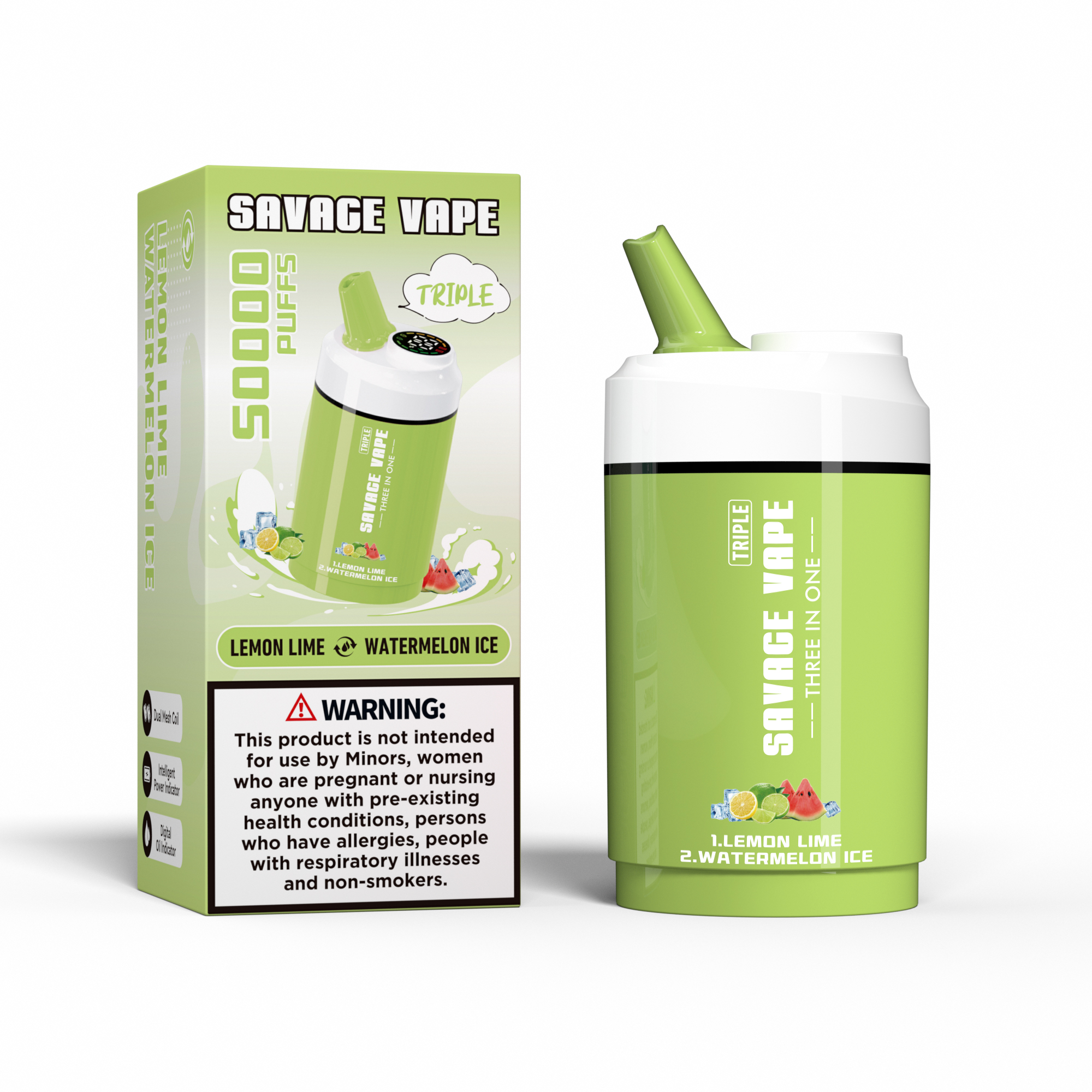 Savage Vape Triple 50000 Puffes 50k trois en un 3 sur 1 Vape Double saveur-triple Melon & Pineapple LCE