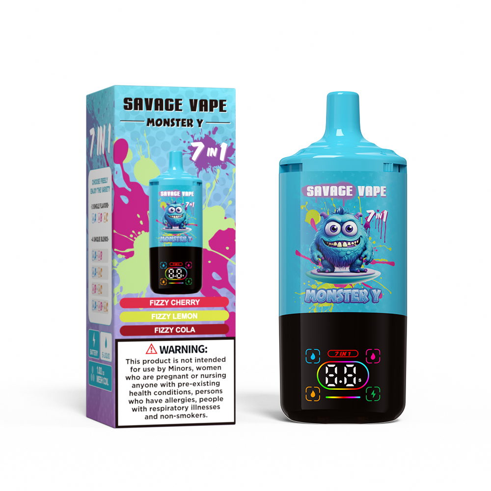 Top Sale Savage Monster Y 80000 Puff 65000 50000 E Cigarette 7 en 1 Double Mesh Coil Smart Affichage 30 + 30 + 30ml EU EU EU EURISON VAPE VAPE 80K 65K 50K-FIZZY CERRER
