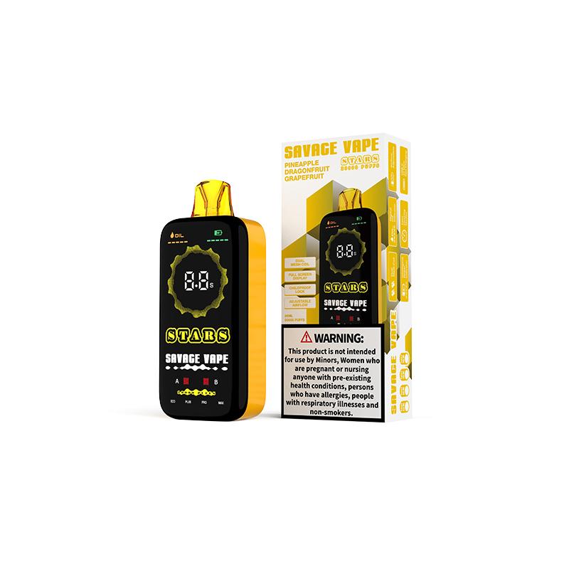 Factory Savage Stars 20000 Puff 20k Cigarette électronique jetable Vape avec écran d'affichage-Ananas Dragonfruit Pamplemousse