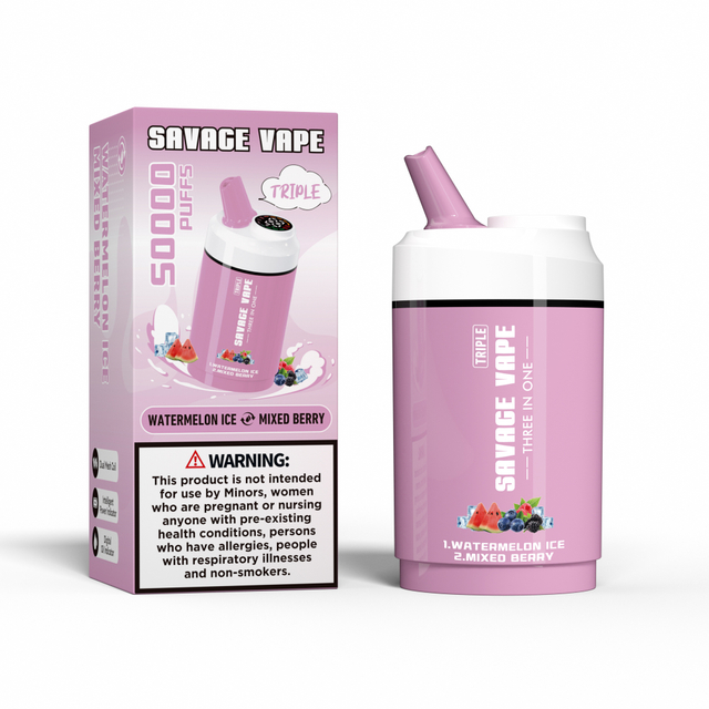 Savage Vape Triple 50000 Puffes 50k trois en un 3 sur 1 Vape Vape Double saveur citron citron et glace de pastèque 