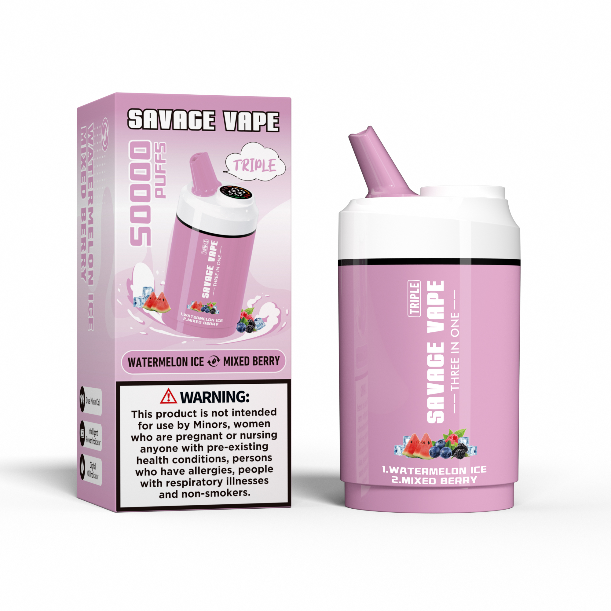 Savage Vape Triple 50000 Puffes 50k trois en un 3 sur 1 Vape Double saveur-triple Melon & Pineapple LCE