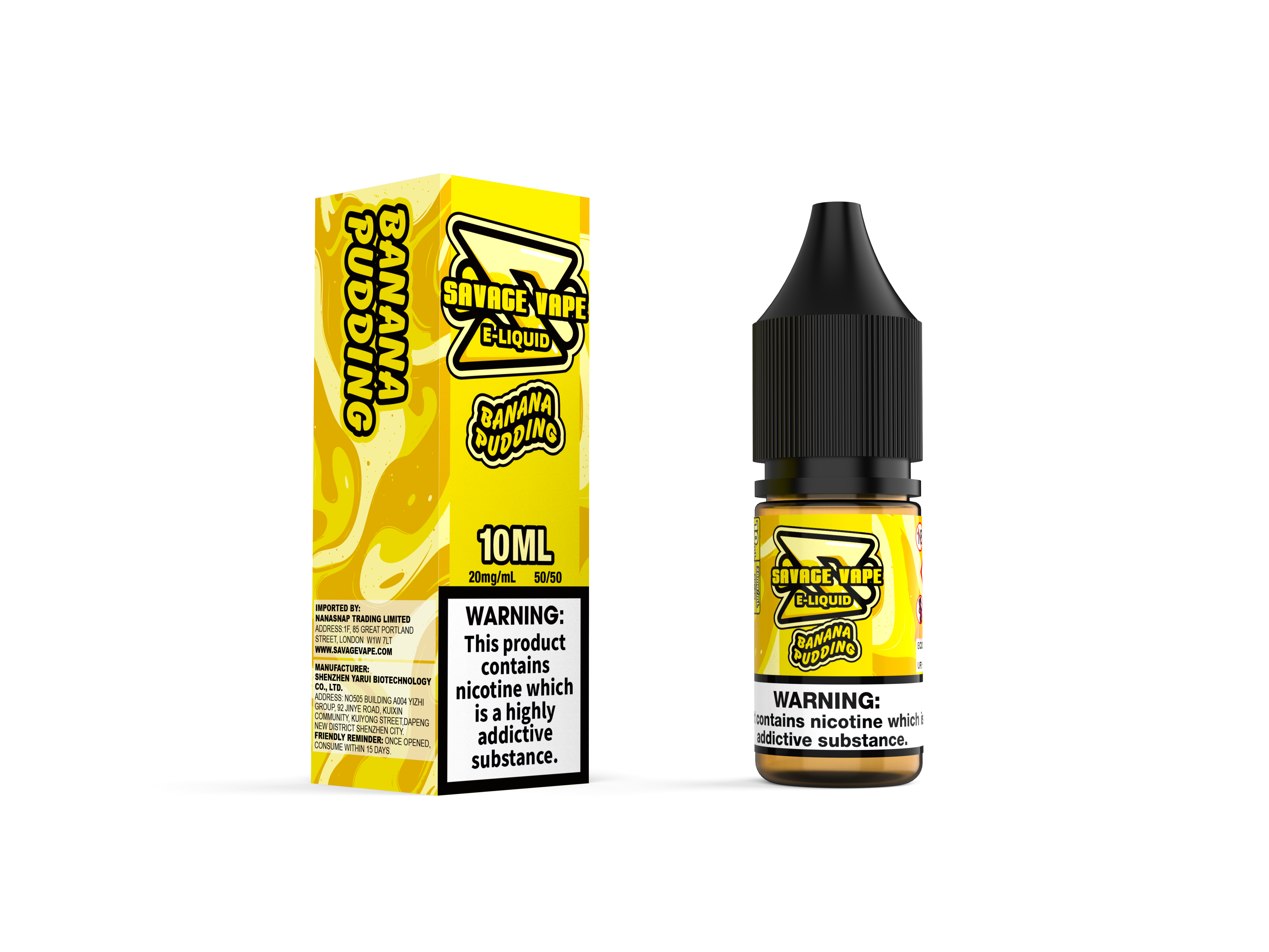 Vape Savage E liquide 2 mg de nicotine Sel 10 ml TPD - Pudding à la banane 