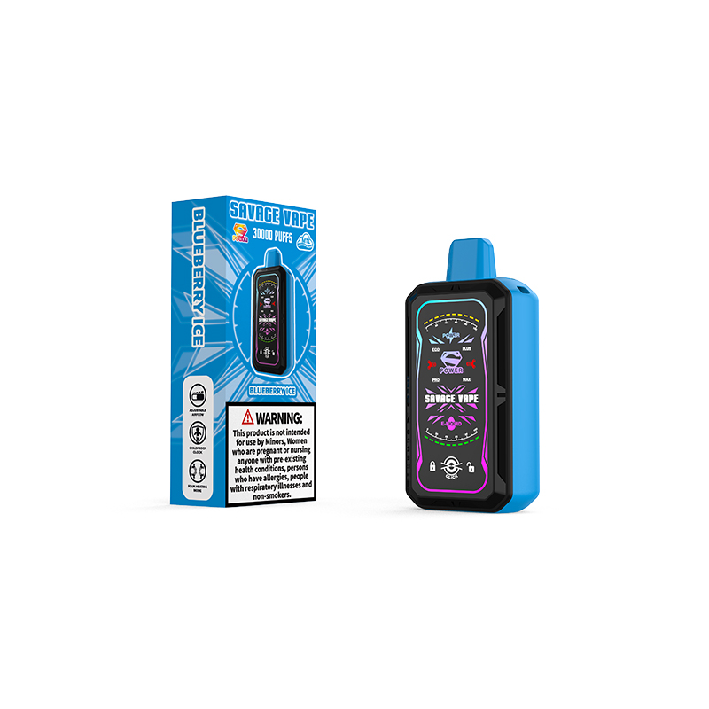 Savage S Power 30k Puff 30000 Vape jetable E Cigarette Double bobine de maille 4 Puissance réglable 700mah Batterie rechargeable - Bluberry Ice