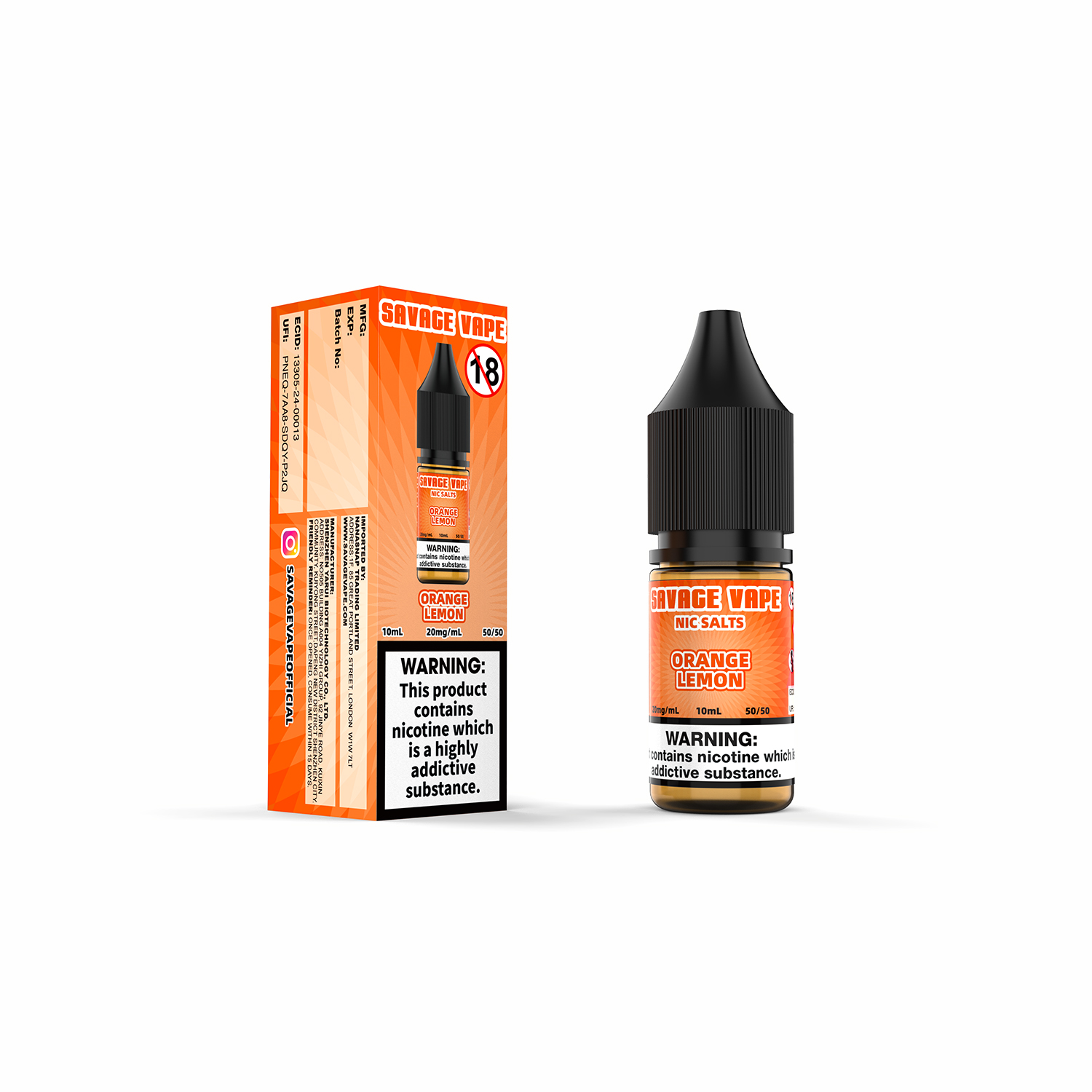 Savage Vape Orange Citron Nic Sel E-liquide 20mg 2ml TPD