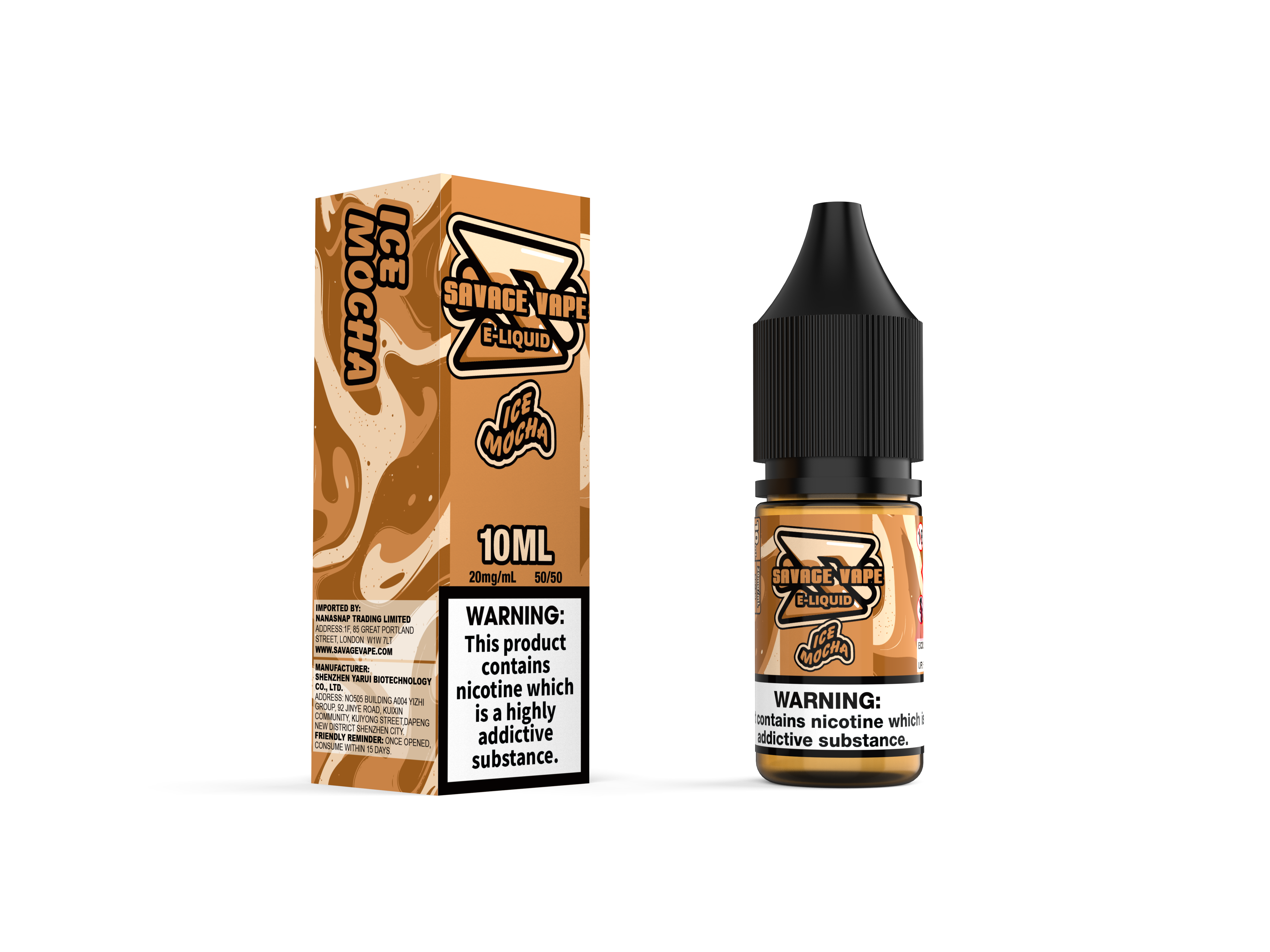 Vape Savage E liquide 2 mg de nicotine Sel 10 ml TPD- Ice Mocha