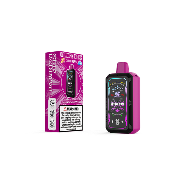 Allemagne Entrepôt Savage S Power 30k Puff 30000 Vape jetable E Cigarette Double Mesh Coil 4 Puissance réglable 700mah - Cerise Grenade