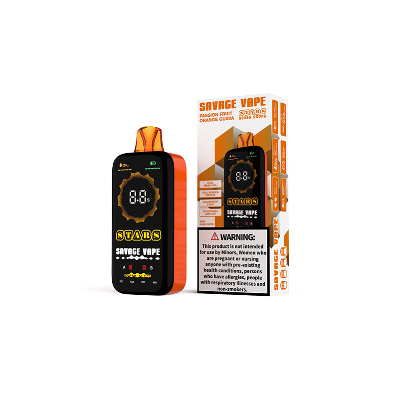 OEM ODM EU Warehouse Savage Stars 20000 Puff 20k Cigarette électronique jetable avec écran d'affichage Goyave orange fruit de la passion