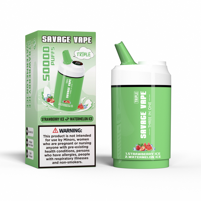 Savage Vape Triple 50000 Puffes 50k trois en un 3 sur 1 Vape Vape Double saveur glace-bleue et cerise Ice