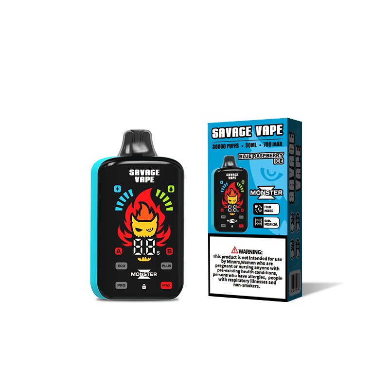 EU Warehouse Savage Monster Z 30000 Puff 30k Cigarette électronique jetable avec batterie rechargeable 700 mah - Glace à la framboise bleue