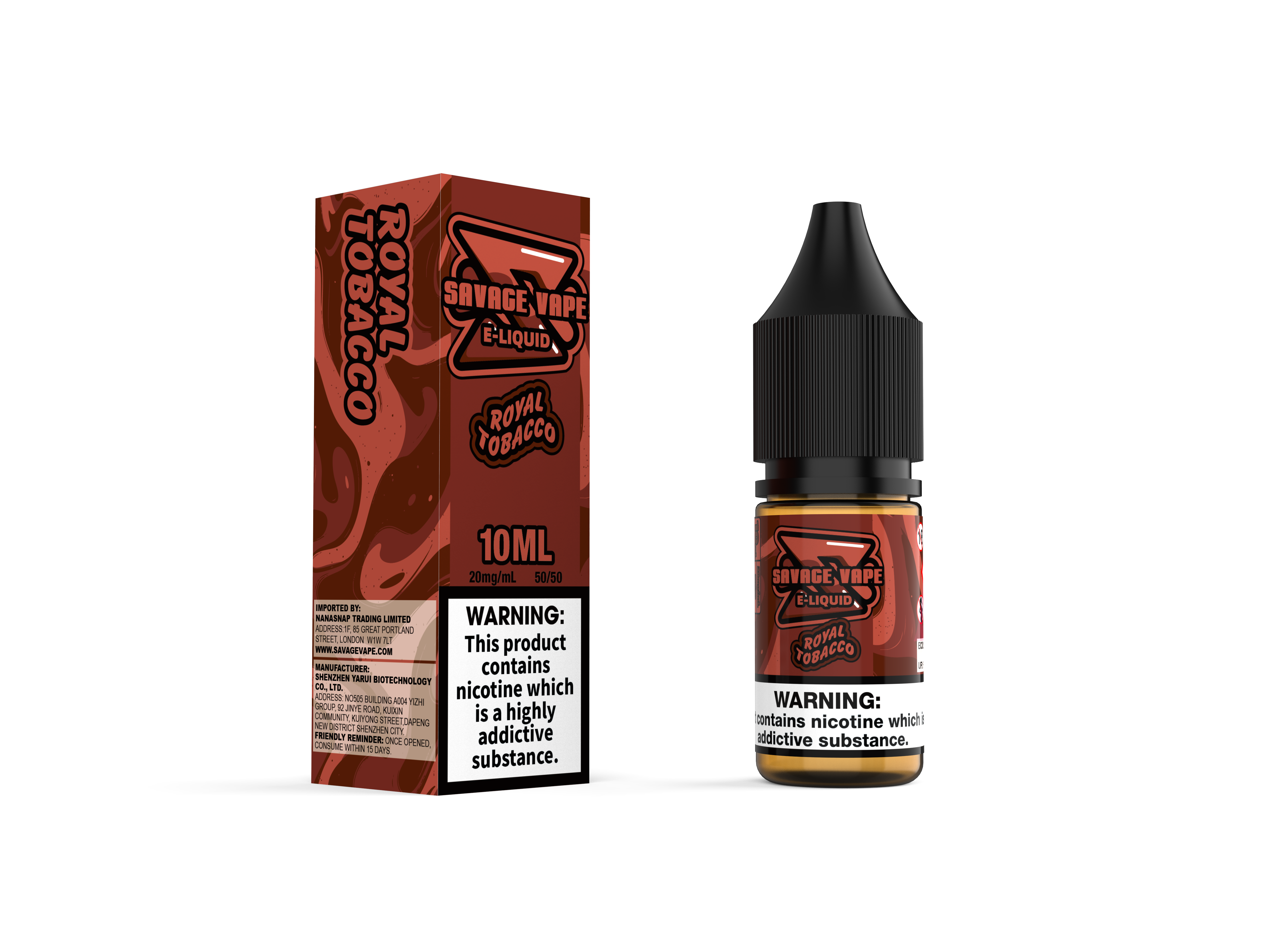 Savage Vape E liquide 2 mg de nicotine Sel 10 ml TPD- Tobac royal