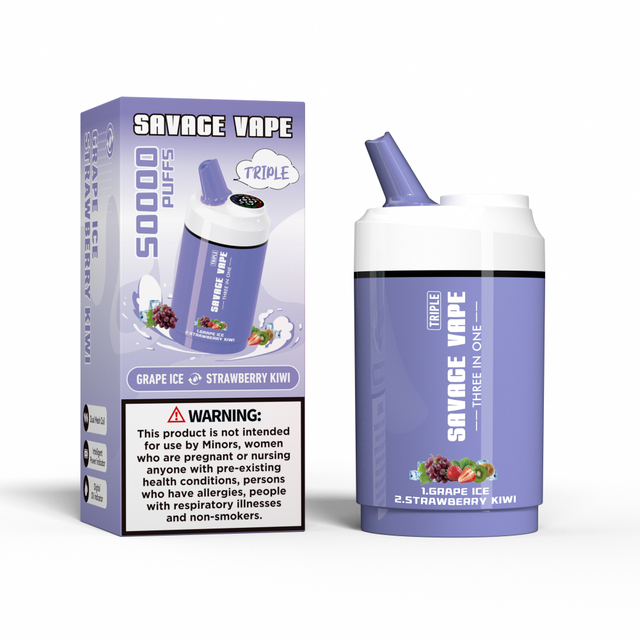 Savage Vape Triple 50000 Puffes 50k trois en un 3 sur 1 Vape Vape Double saveur bleu Blue Razz Lemonade & Lemon Lime