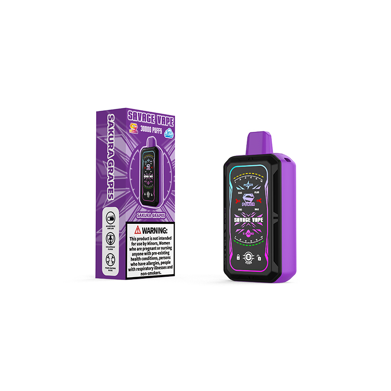 Savage S Power 30k Puff 30000 Cigarette électronique jetable avec batterie 700 mah Écran d'affichage complet - Raisin Sakura