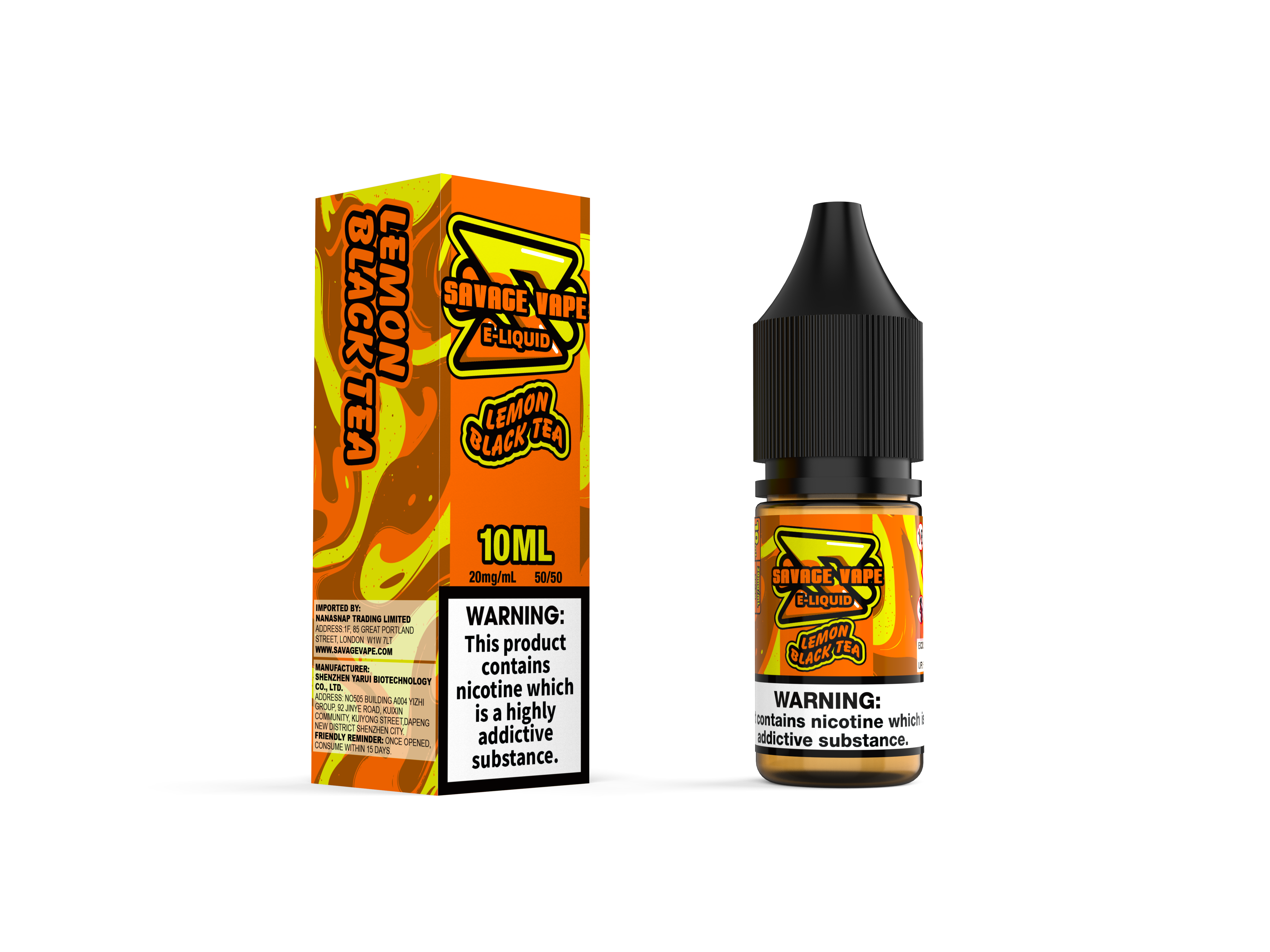 Vape Savage E liquide 2 mg de nicotine Sel 10 ml TPD - Thé noir citron