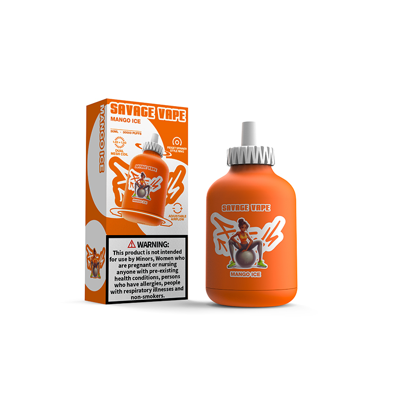 Vente en gros Savage Fitness 30K Puff 30000 Vape jetable E Cigarette Débit d'air réglable 30 ml 50 mg Liquide de sel Nic - Glace à la mangue